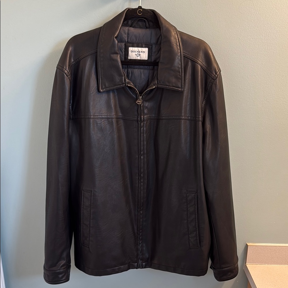 Dockers Men's Black Leather Jacket